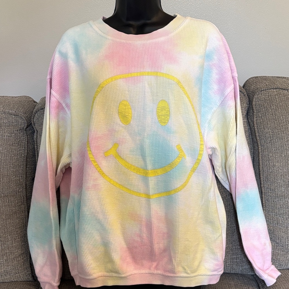 Chicka-d Tie-Dye Smiley Face Sweatshirt size Medium